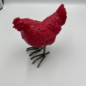 Creative Co-Op Red Chicken Resin Figurine OS Red Brand New Farmhouse